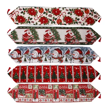 

Christmas Long Table Runner Cloth Printed Table Flag Tablecloth Placemat Party Dinner Home Decor