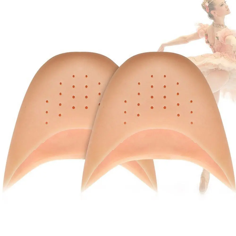 1 Pair Silicone Gel Dance Point Pads for Ballet Dancing Foot Tip Protector with Air Hole Breathable Sole Shock Absorbing Inserts