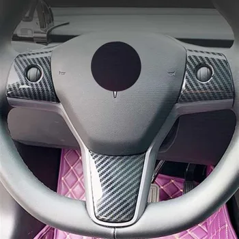 

For Tesla Model 3 Car Interior Steering Wheel Sequin Cover decorative accessories Carbon Fiber style ABS