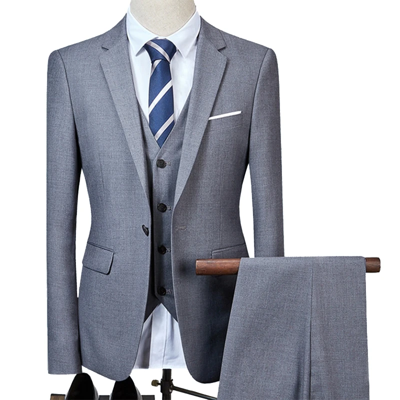 3 шт. мужской облегающий костюм для жениха пиджак + жилет брюки|Костюмы| |