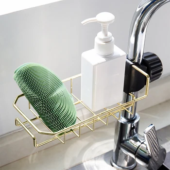 

Bathroom Storage Sponge Holder Brush Soap Organizer Faucet Storage Rack Sink Sponge Holder Shower Organizer Drainer Shelf