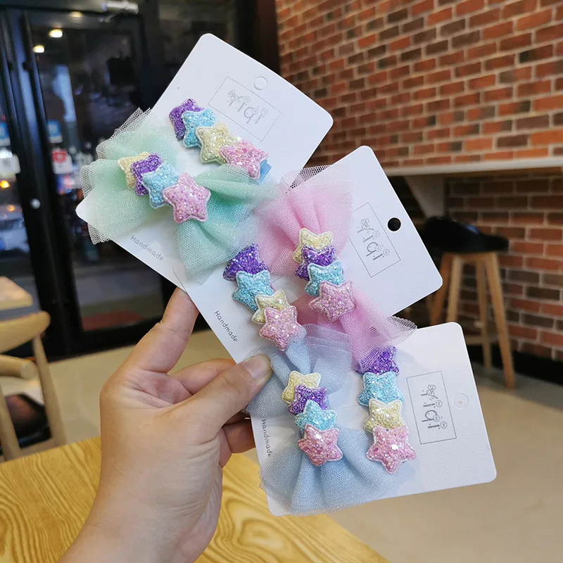 Заколка для волос детская с пентаграммой и бантом 2 шт. | Аксессуары одежды