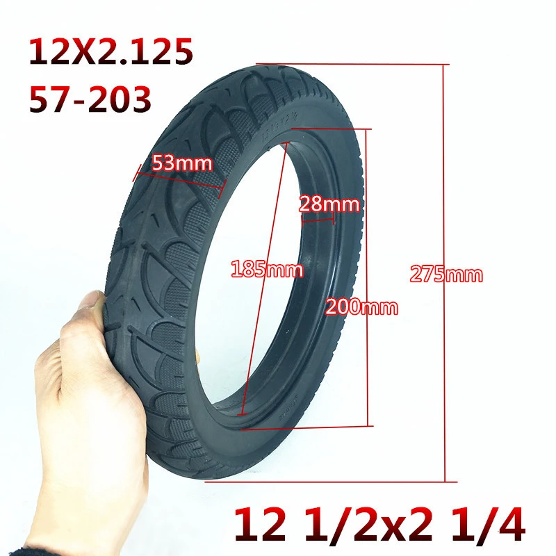 Аксессуары для электровелосипеда 12 1/2x2 1/4(57-203) резиновые шины Твердые трубчатые колеса скутера