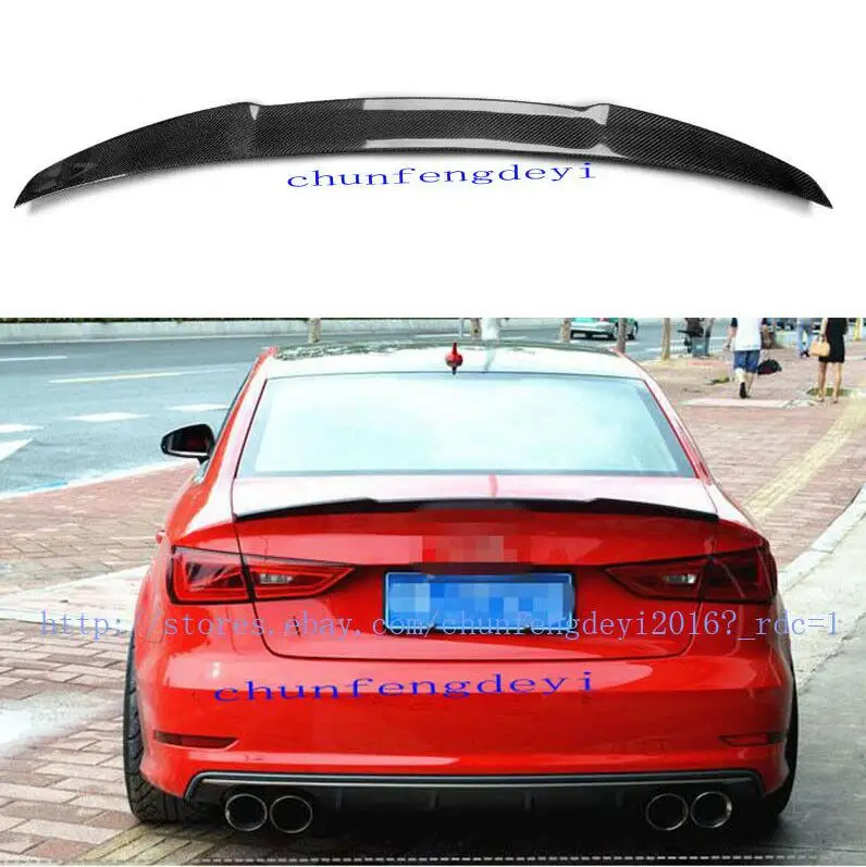 thumbnail image 2 of Gloss Black Rear Trunk Spoiler For Audi A3 S3 Sedan 2014-2020 - V-Style Sport Lip Wing 2 of 11