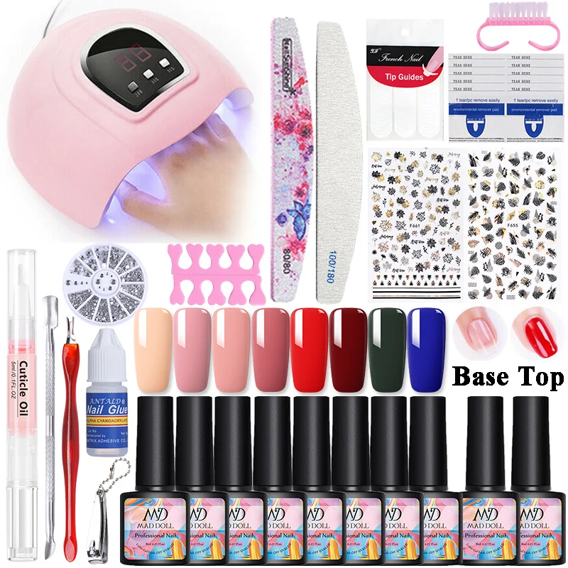 

8ml Manicures Set 25 Pcs Nail Gel Polish Kit with 36W Led Nail lamp Fall Gel Varnish Nail Stickers Nail Art Tools Set
