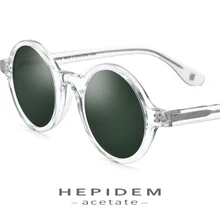 HEPIDEM ацетатные винтажные Поляризованные солнцезащитные очки для мужчин Gregory Peck фирменный дизайн прозрачные круглые солнцезащитные очки для женщин Ретро-оттенки ZOLMAN