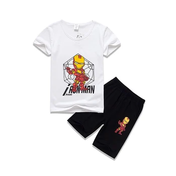 

2020 Boys Clothing set Children Summer Boys Clothes Cartoon Print Iron Man Kids Girls Clothing Set T-shit+Shorts Cotton DC236