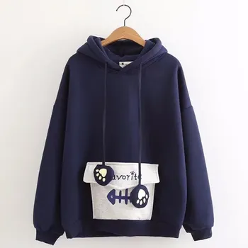 

Women Hoodies Cartoon Cat With Ears Hooded Pullover Lolita Girls Harajuku Winter Tracksuit Casual Hoodie Streetwear Tops