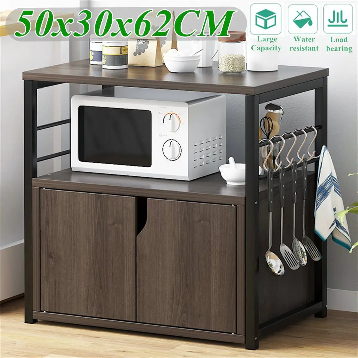 

2-Tier Kitchen Shelf Kitchenware Storage Organizer Shelf Stand With Drawer Microwave Oven Rack Cupboard Furniture Free shipping