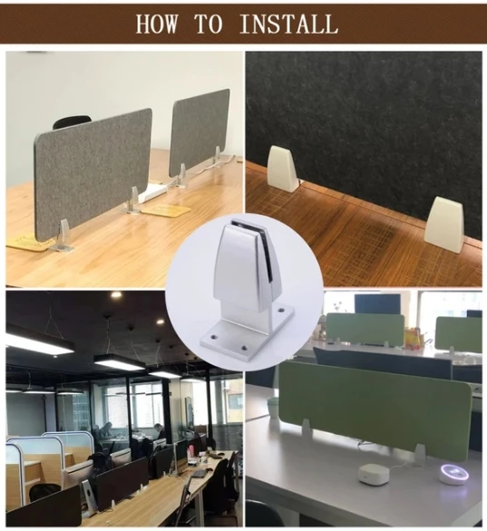 Silver Aluminum Alloy Clips Adjustable Office Screen Clapboard Glass Shelf Clamp Bracket Holder
