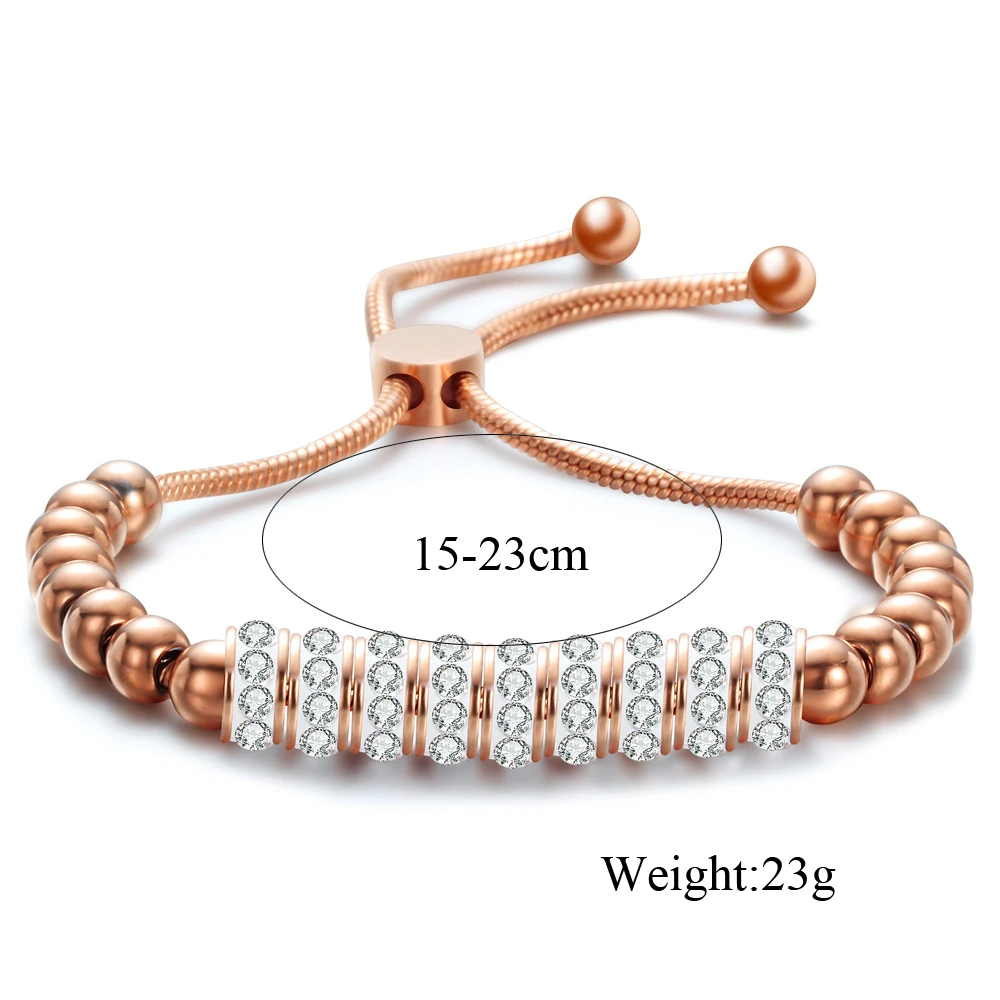 Регулируемые браслеты из нержавеющей стали для женщин Хрустальная цепочка с