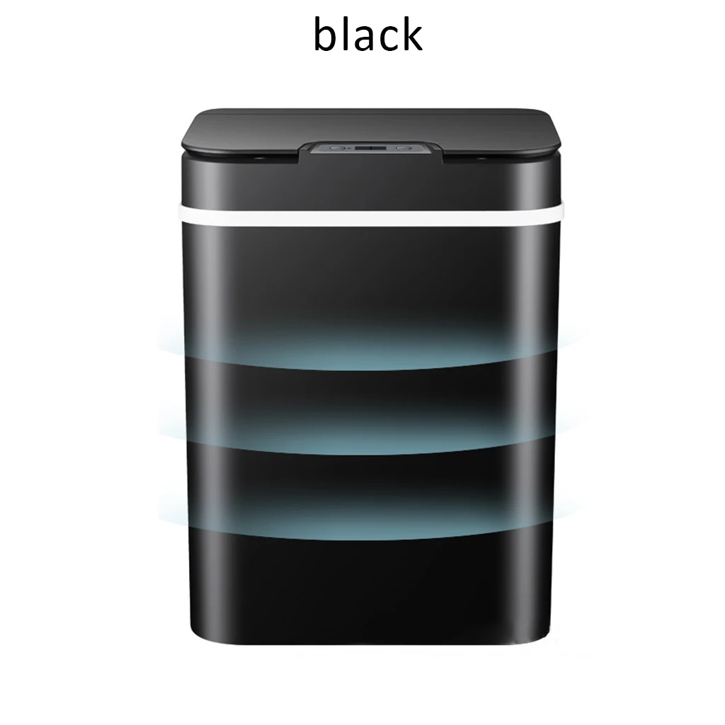 Черный Automatic Touchless Kitchen Trash Can Intelligent Induction Motion Sensor Waste Bins Wide Opening Eco-Friendly Waste Garbage Bin - Цвет: Черный