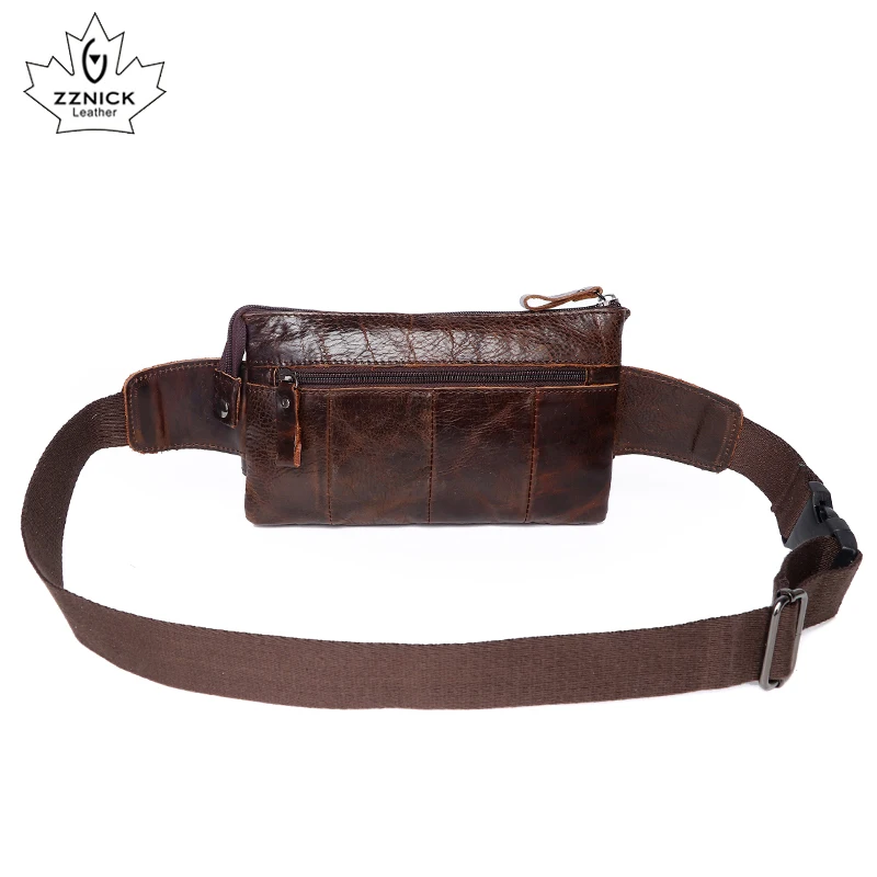 Men's Fanny Pack Genuine Leather Bag Belt Bag Waist Bags For Men Leather Belt Bags Fashion Flap Fanny Pack Men ZZNICK
