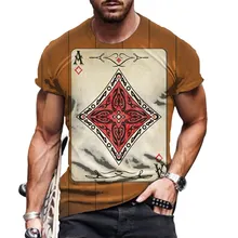 

2021 Summer Street Fashion Playing Cards Lattice Square A 3D T-Shirt Men's Large Size Casual Short Loose Pullover T-Shirt S-4XL