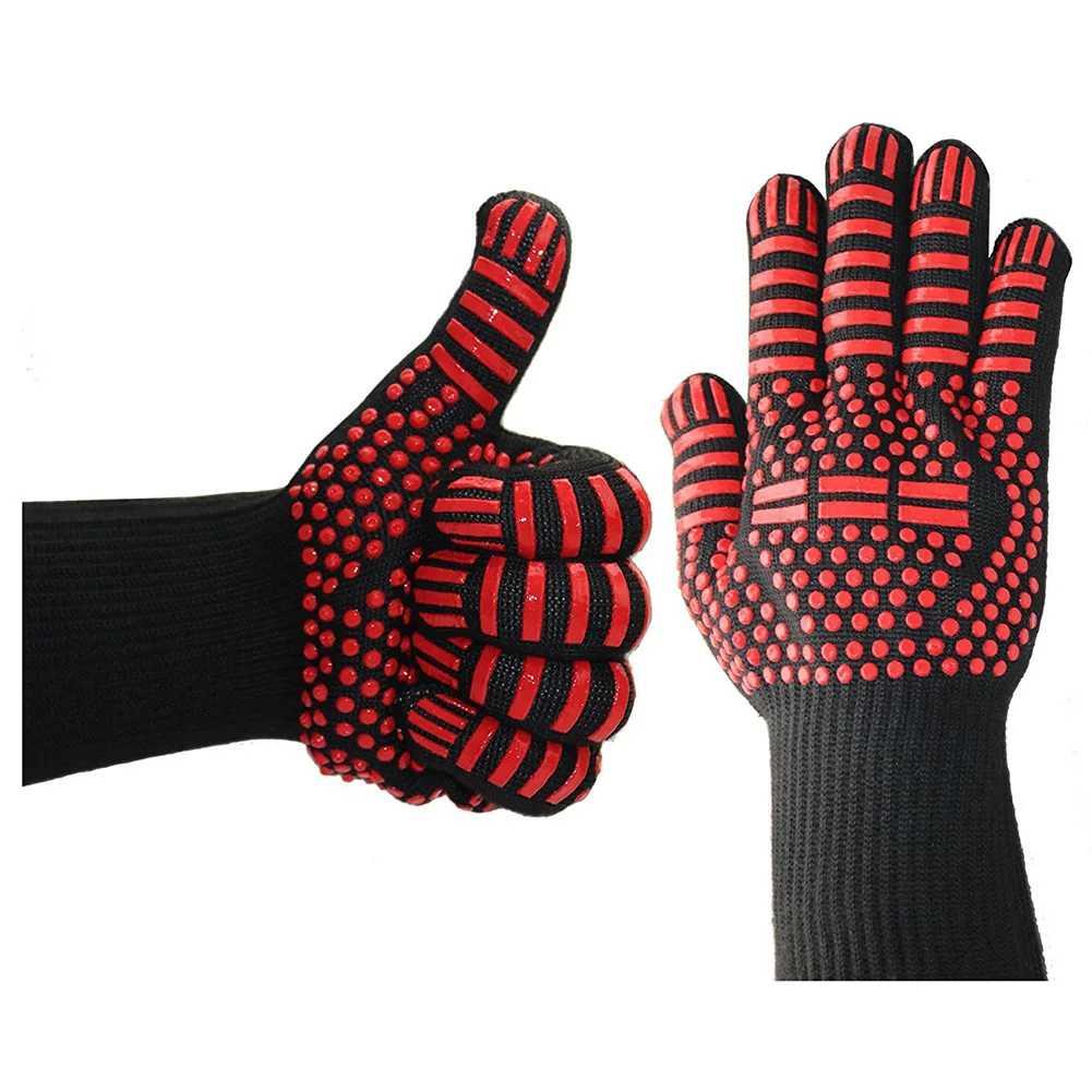 

Durable For Grilling Non-Slip Silicone BBQ Gloves Heat-Resistant Cooking Baking
