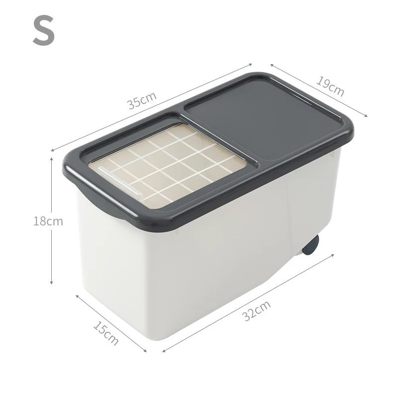 BNBS Kitchen Plastic Storage Rice Box Containers For Food Cereals Flour Sealed Box Crisper Rice Cans Kitchen Items Supplies - Color: Dark gray