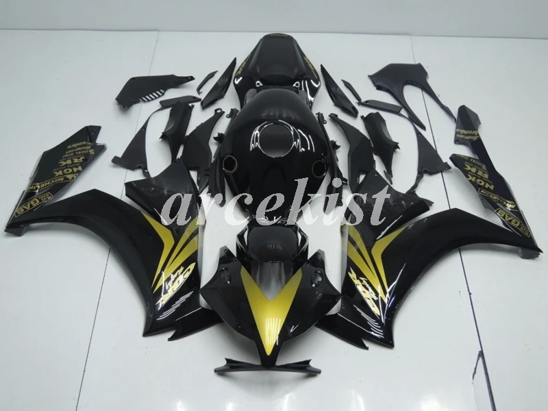 4 подарки ABS литья под давлением Полный обтекатели комплект Подходит для HONDA CBR1000RR 2012 2013 12 13 14 15 16 черный золотой