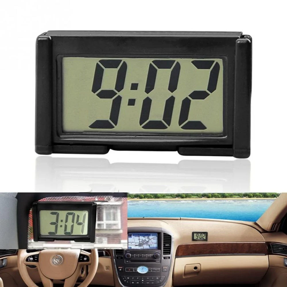Horloge De Tableau De Bord Voiture – Affichage LED Lumineux – Fixation Ventouse Ou Autocollant – Design élégant