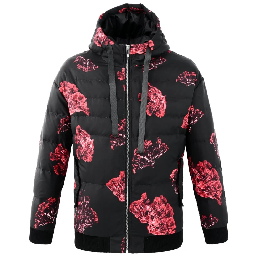 Sobretudo Direct Selling Pinli Product Made The New Autumn Men's Printed White Duck Down Warm Hooded Jacket B193608821 - Color: Black