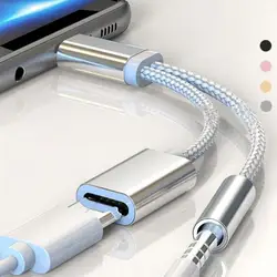 2 in 1 Type C to 3 5mm Jack Earphone Charging Adapter Type C to 3 5 Audio Splitter for S20 mi 10 9 8 AUX Adapter