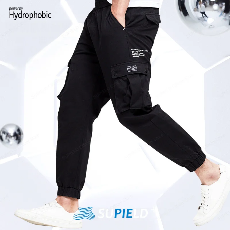 

SUPIELD Aerogel Pure Cotton Hydrophobic Cargo Pants Waterproof Antifouling Overalls Summer Thin Elasticity Breathable Sweatpants