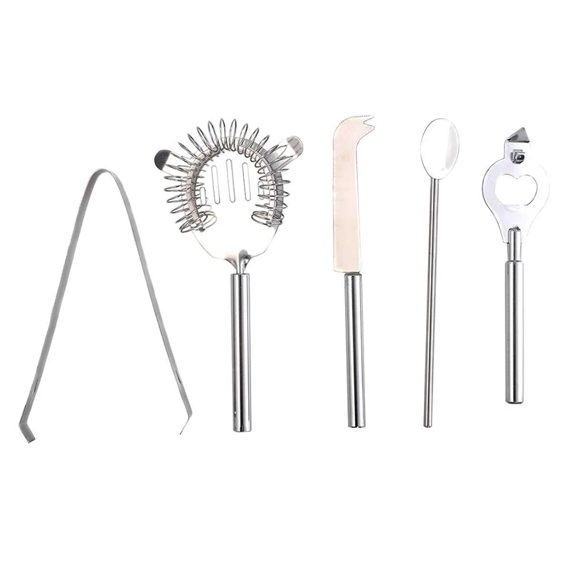 

8 PCs Stainless Steel Cocktail Bartender Bar Set Kit, Mixer Bundle Drink Martini Tools, Shaker Double Jigger Lemon Knife Straine