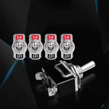 

New Heavy Duty Rocker Toggle Switch 15A 250V 20A 125V SPST 2 Pin ON/OFF Switch Metal Bat Waterproof Boot Cap Cover - 5 Pack