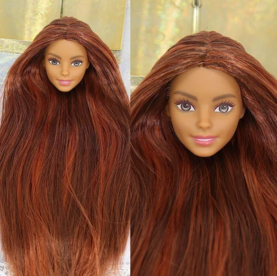 New Half Shaved Long Hair Princess Doll Head Parts Girl Diy