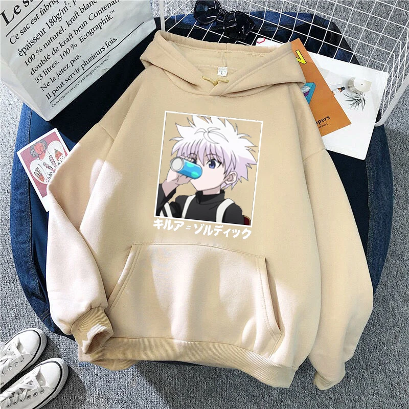 Толстовка с капюшоном Hunter X черная большого размера в стиле аниме манга Харадзюку