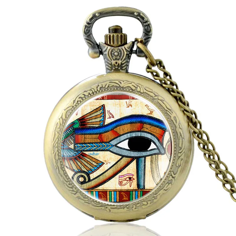Montre De Poche À Quartz Vintage Pour Homme Et Femme, Bronze Antique, Œil D'Horus, Cabochon En Verre, Collier Pendentif Joclock