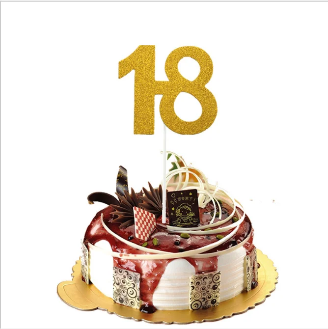 18 1 шт. с днем 18/20 Вт, 30 Вт/40/50/60th юбилей кекс фигурки жениха и невесты; блеск силуэт торт фигурки жениха и невесты; на свадьбу/День рождения/вечерние украшения торта - Цвет: 18