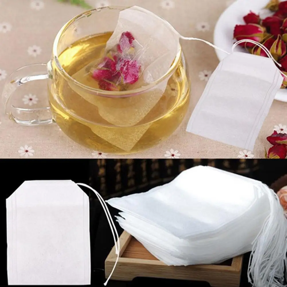 

100Pcs Disposable Empty Drawstring Scent Tea Bag Seal Filter Coffee Herb Spice Teabag for Herb Loose Tea Bolsas de te