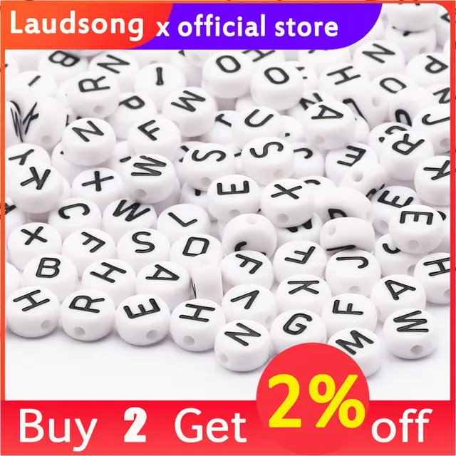7mm Black White Mixed Letter Acrylic Beads Round Flat Alphabet Spacer Beads For Jewelry Making Handmade Diy Bracelet Necklace 2
