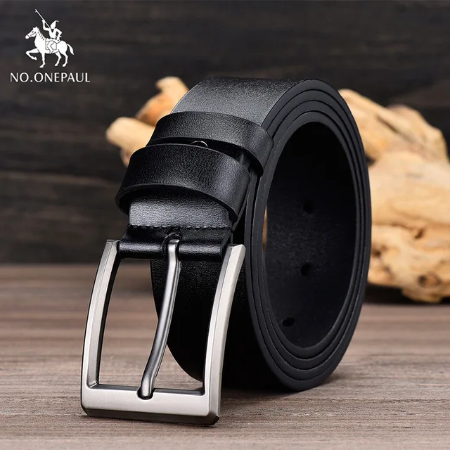 JFG03 black NO. ONEPAUL Мужской дизайнерский Тощий модный кожаный ремень из сплава в деловом стиле с пряжкой высокого качества воловьей кожи черные ремни - Цвет: JFG03 black