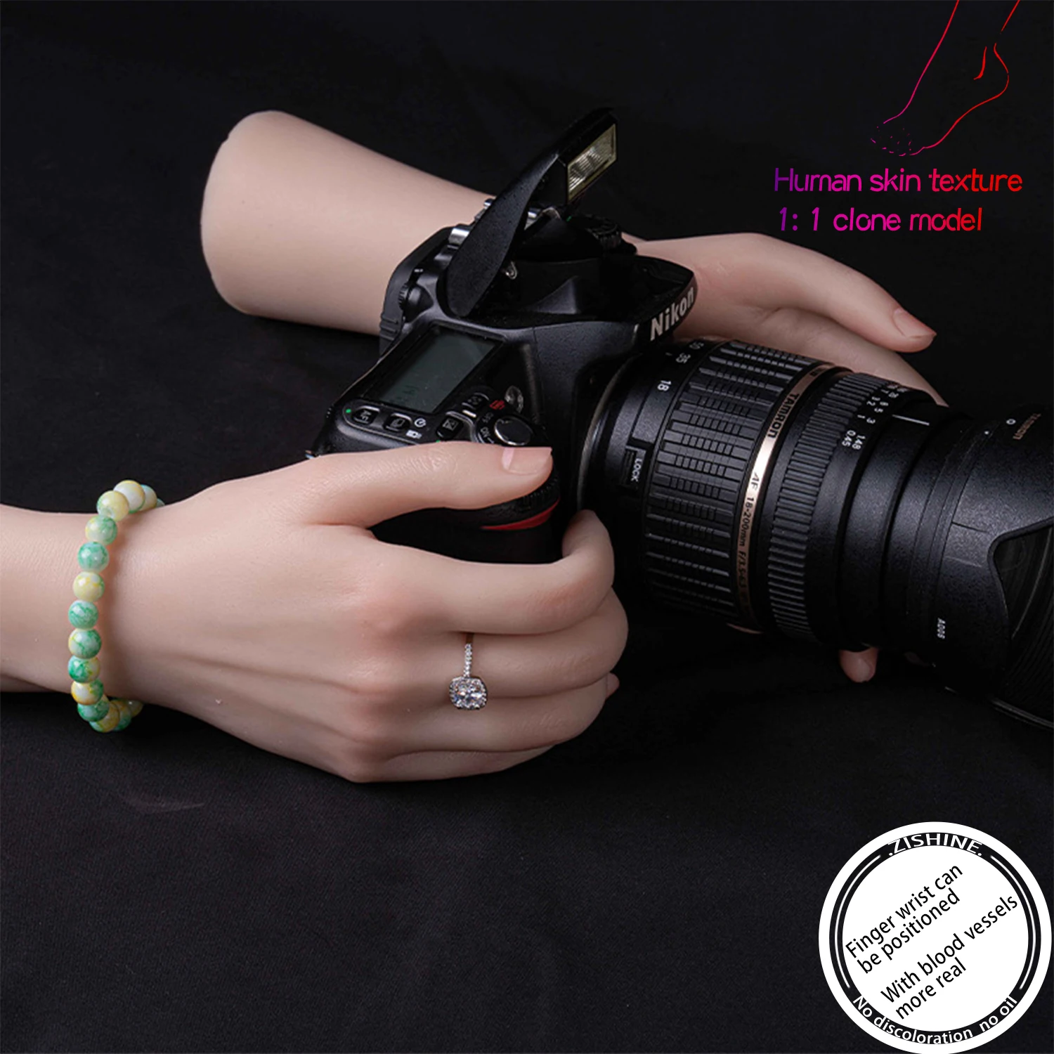 Female Hand Model Lifelike Fake Liquid Silicone Mannequin Hands For Manicure Art Jewelry Display Sketch Practice Zishine TGDW05