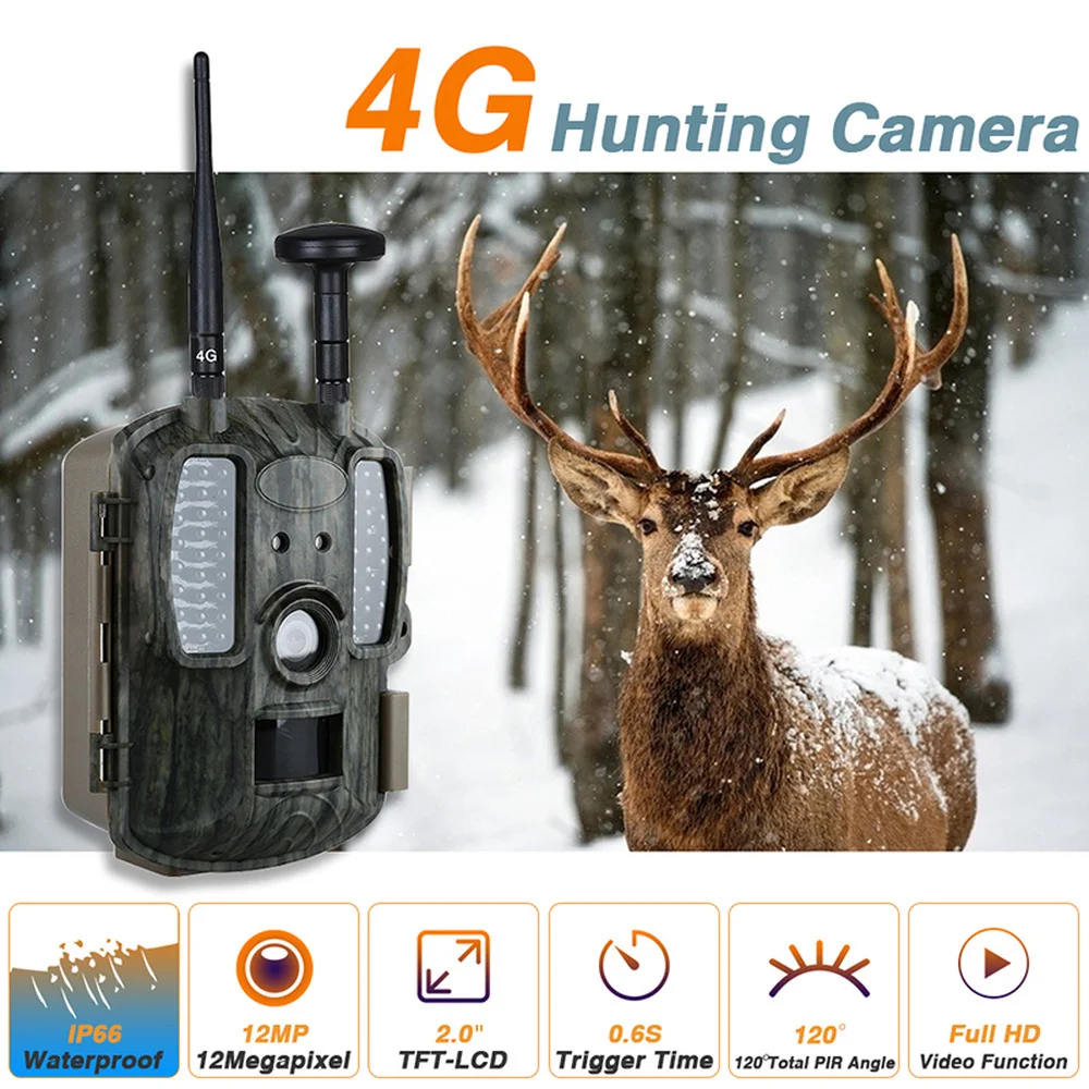 

4G TFT LCD Scout Guard Camera Trap Hunting Camera GPS APP MMS 940nm Night Vision Wild Camera Recorder 1080P Trail Camera