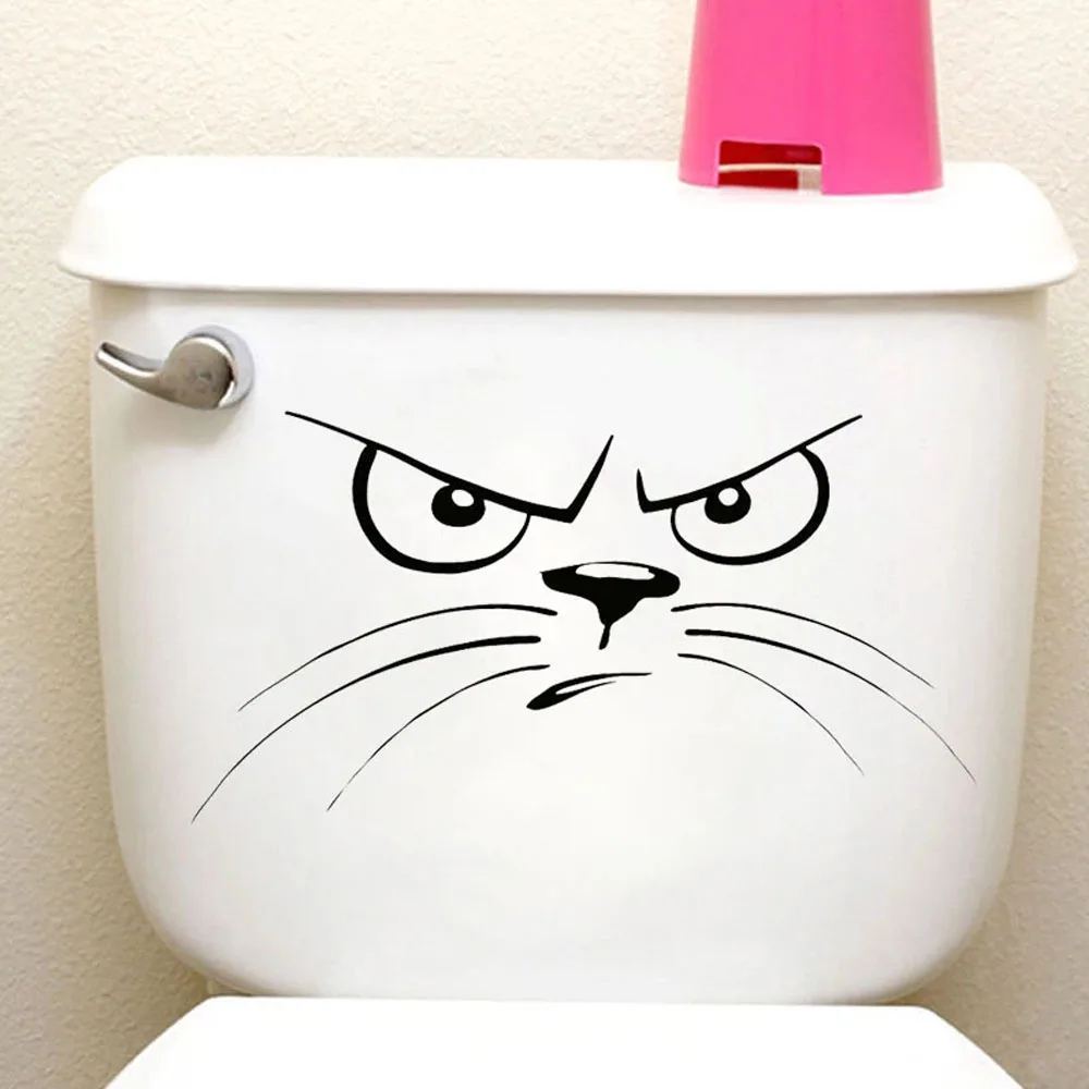 

Unhappy Cat Face Funny Vinyl Decals Classic Stylish Bathroom Toilet Wall Sticker