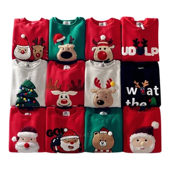 

New Year Christmas Sweaters Family Look Matching Outfits Mommy and Me Xmas Hoodies Winter Warm Santa Claus Elk Clothes
