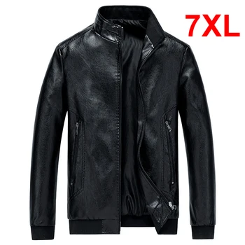 남성용 PU 재킷, 플러스 사이즈 6XL, 7XL, 단색, 가을 가죽 재킷 코트, 빅 사이즈 7XL, 캐주얼 패션, 럭셔리 PU 겉옷
