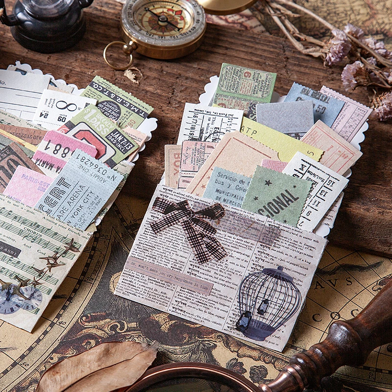 

400Pcs/Lot Antique Time Ticket Series Material Paper Junk Journal Planner Scrapbooking Vintage Decorative DIY Craft Paper