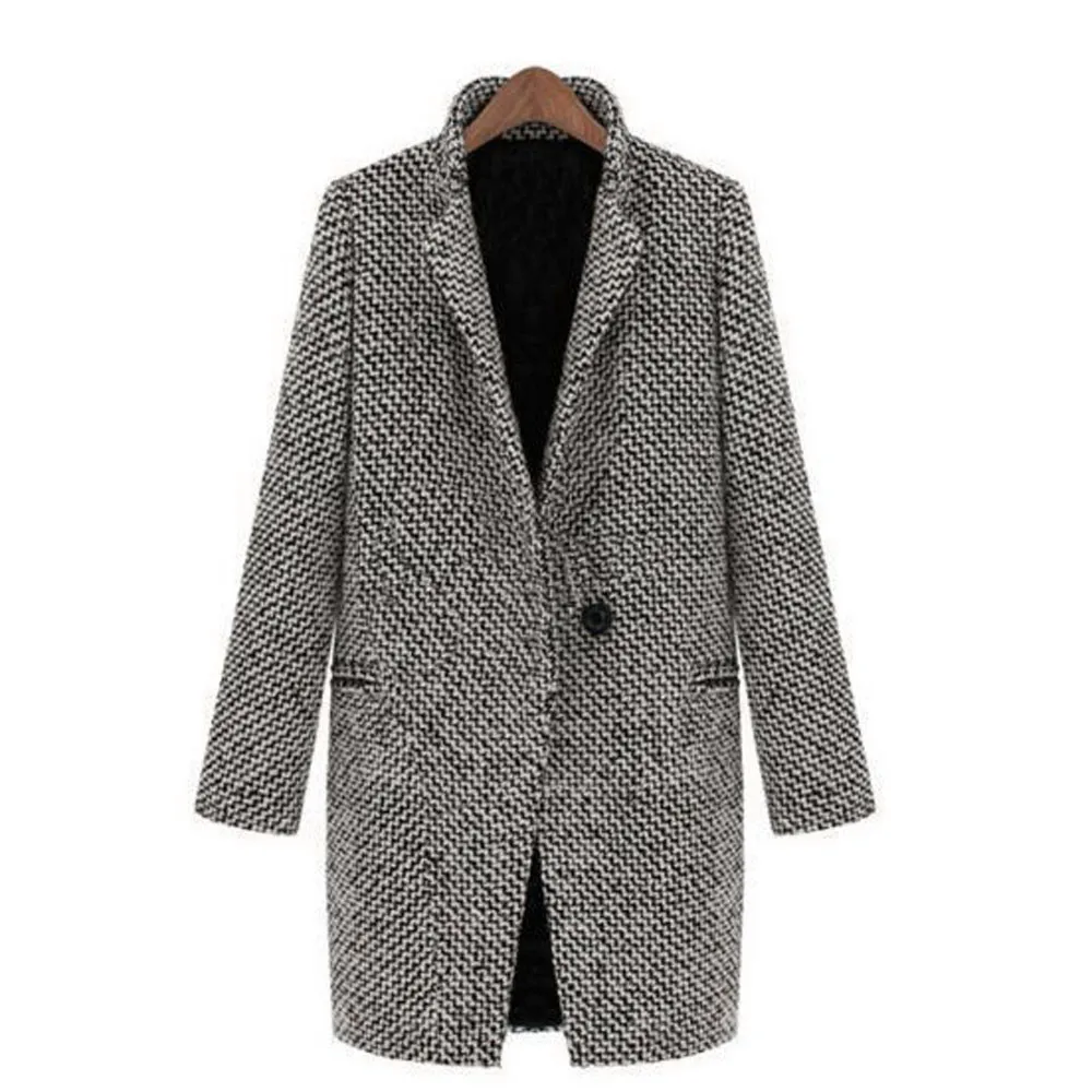 Coat Women Hooded Jacket Slim Winter Warm Wool Lapel Long Coat Trench Parka Jacket Overcoat Outwear