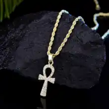 Крест сплав льдом из кристаллов Ankh Bling кулон для мужчин ключ жизни Египетский Шарм Ожерелье Веревка Цепь хип хоп ювелирные изделия