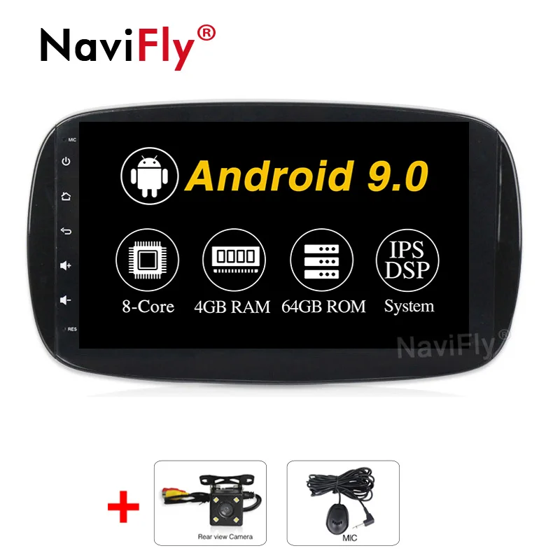 NaviFly " ips DSP авто gps навигация радио плеер для Smart Fortwo C453 A453 W453 Android 9,0 без DVD - Цвет: 4GB-64GB-Camera