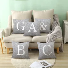 

Home Decoration Silver Sequin Letters Peach Skin Cushion Cover Throw Pillow Sofa Living Room Pillowcase 45x45cm