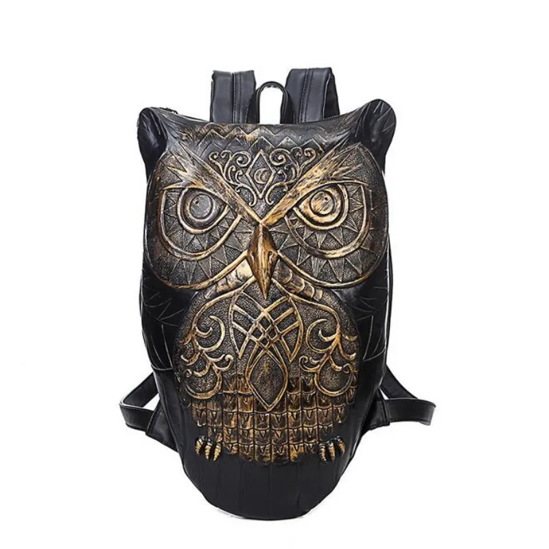 

Women/Men Backpack Newest Stylish Cool Black PU Leather Owl Backpack Female Hot Sale Women/Men Bag In Stock Fast Shipping