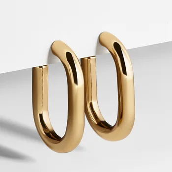 

New Simple Gold Geometric Hoop Earrings Stainless Steel U Shaped Huggie Earrings for Women Punk Party Jewelry Gifts Brincos 2020