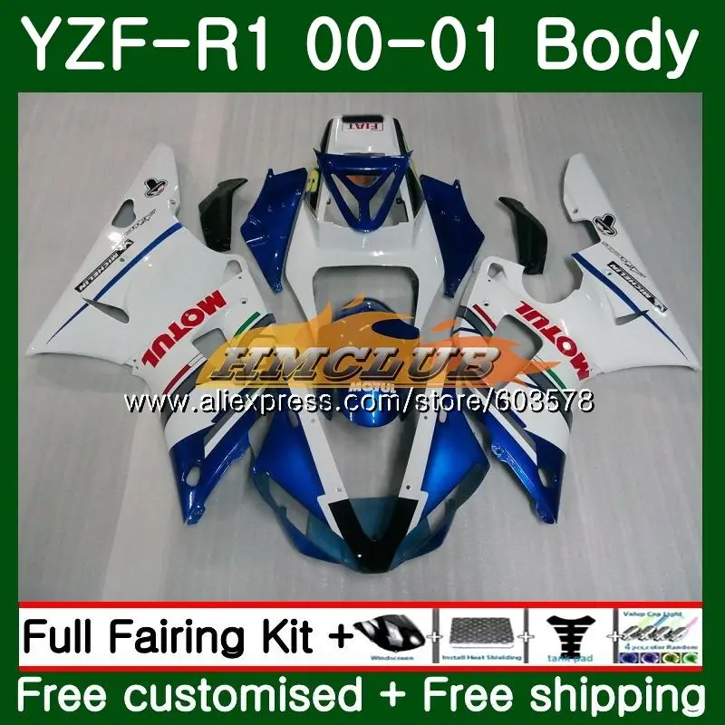 Средства ухода за кожей для YAMAHA YZF 1000 R 1 YZF-1000 2000 2001 рамка 59CL. 14 YZF R1 00 01 YZF1000 YZF-R1 YZFR1 00 01 Обтекатели белого и синего цвета