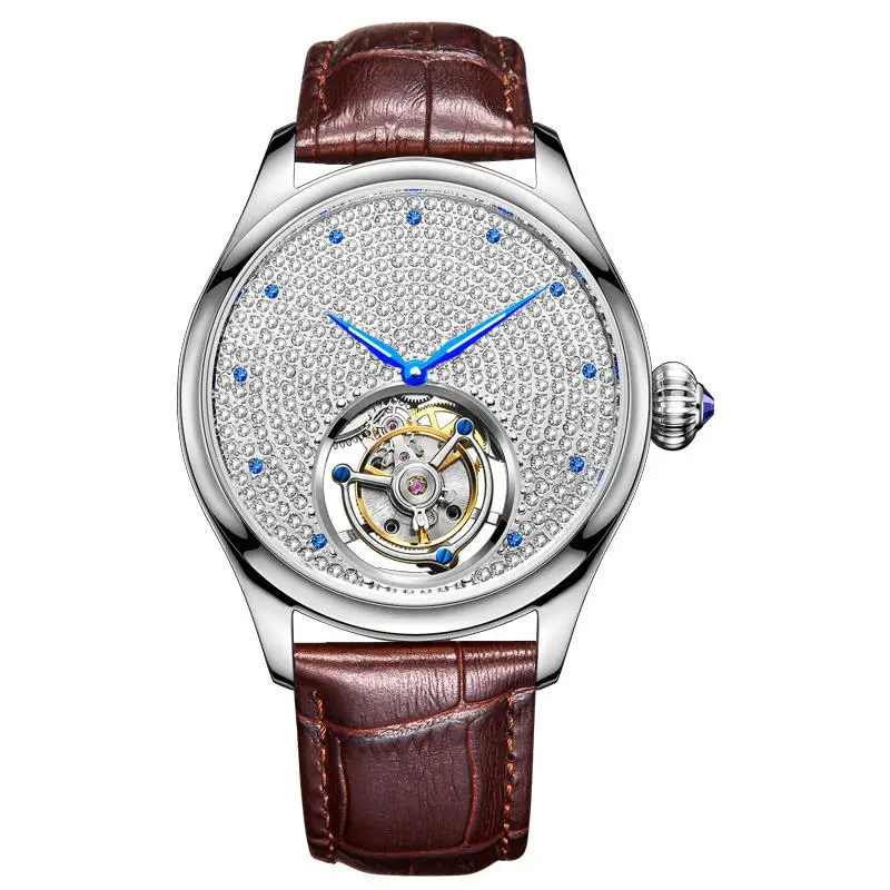

GUANQIN Switzerland Real Tourbillon diamond Watch automatic mechanical watch men's watch leather wrist bright relogio masculino