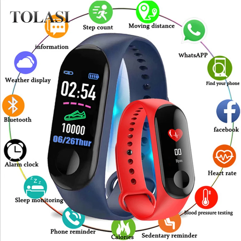 

M3 Color IPS Screen Smart Sport Fitness Bracelet IP68 Waterproof Blood Pressure Oxygen Activity Tracker For Men Women watches M4