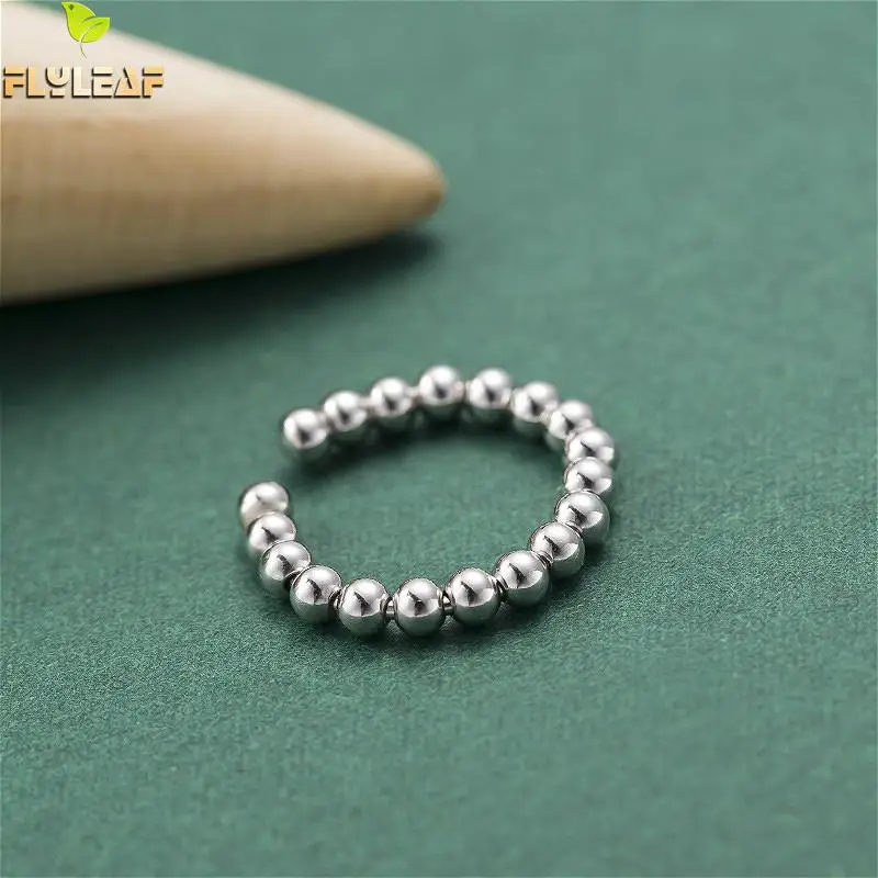 

Flyleaf Ins Minimalist Beading Bead 100% 925 Sterling Silver Rings For Women Fine Jewelry Open Ring High Quality Personalized